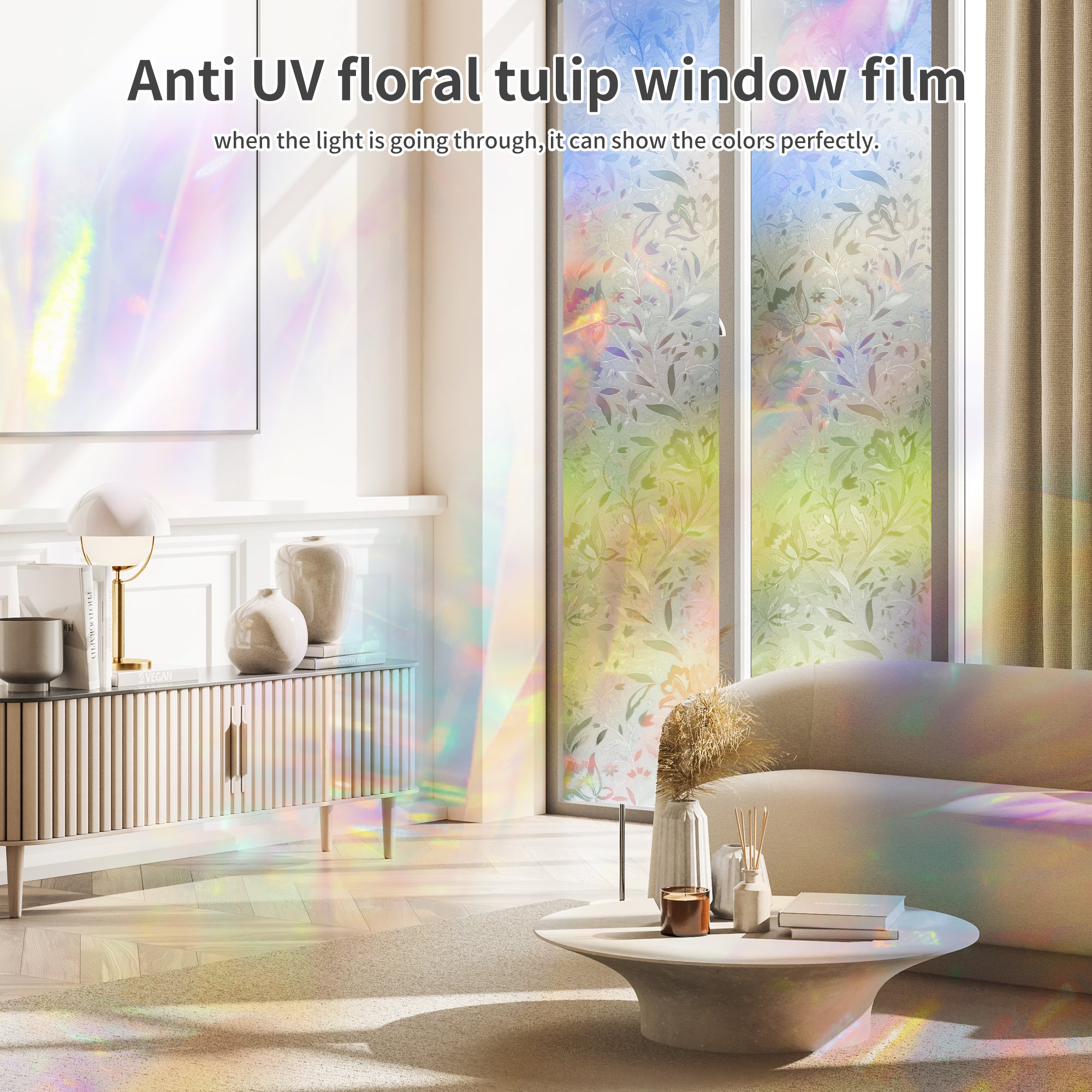 WAENLIR 3D Static Clings Window Film Non-Adhesive Decorative Window Stickers Privacy Glass Film
