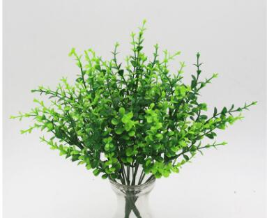 Artificial Plant 7 Forks Imitation Plastic Ferns Grass Green Leaves Fake Plants for Home Party Garden Outdoor Decorations