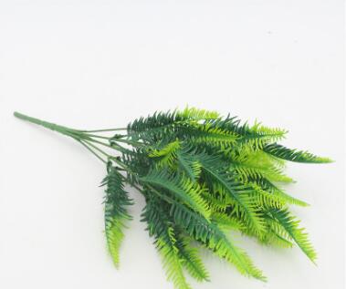 Artificial Plant 7 Forks Imitation Plastic Ferns Grass Green Leaves Fake Plants for Home Party Garden Outdoor Decorations