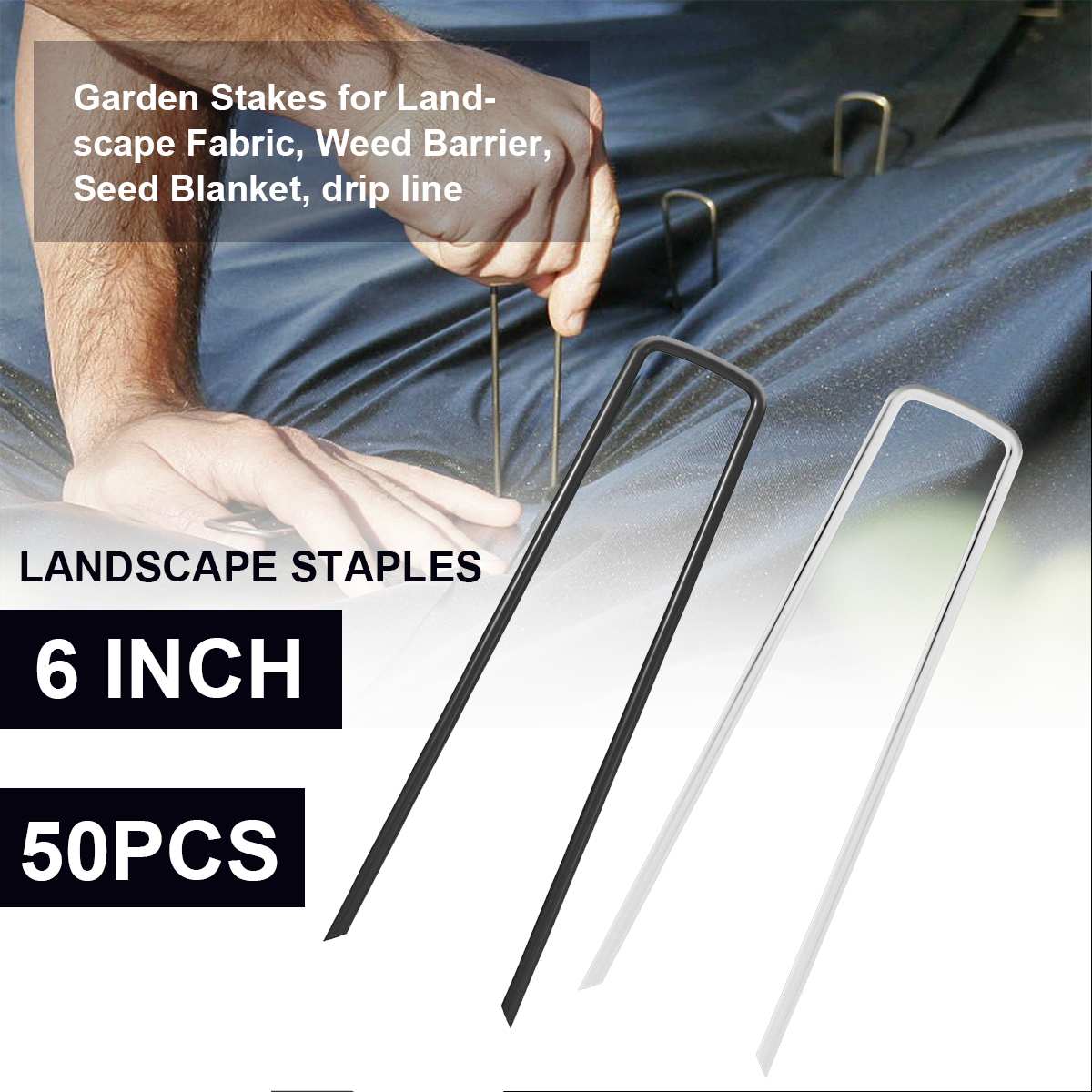 50pcs/set Heavy Duty U Shape Gauge Galvanized Steel Garden Stakes Staples Securing Pegs For Securing grass Fabric Landscape Net