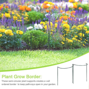 Plant Support Stake, 8-Pack Half Round Metal Garden Plant Supports, Green Garden Plant Support Ring, Garden Border