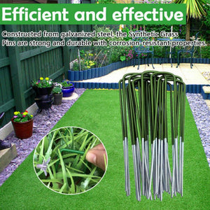 10Pcs Artificial Grass Pegs Securing Accessories Half Green U Turf Pins Galvanised Steel Pegs Membrane Fabric Landscape Staples