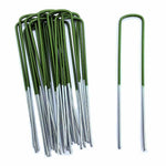 Load image into Gallery viewer, 10Pcs Artificial Grass Pegs Securing Accessories Half Green U Turf Pins Galvanised Steel Pegs Membrane Fabric Landscape Staples
