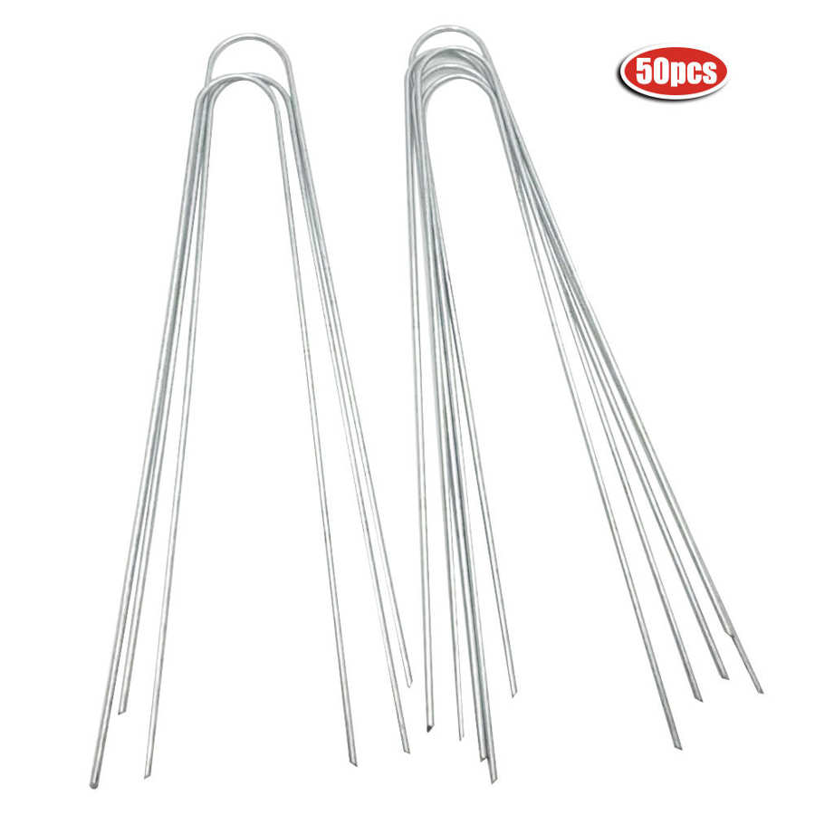 50 PCS Steel Ground Stakes Landscape  shaped Stakes Pins Staple Peg for Ground Garden Farm Grass Tent Garden nail Tent Staple
